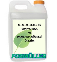 6 – 6 – 8 + 3 Zn + TE SIVI YAPRAK VE DAMLAMA GÜBRESİ ÜRETİM FORMÜLLERİ VE ÜRETİM YÖNTEMLERİ