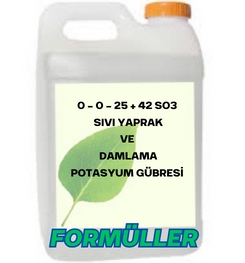 0 – 0 – 25 + 42 SO3 SIVI YAPRAK VE DAMLAMA POTASYUM GÜBRESİ ÜRETİM FORMÜLLERİ VE ÜRETİM YÖNTEMLERİ