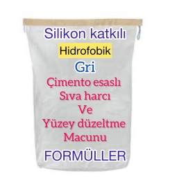 GRİ ÇİMENTO ESASLI VE SİLİKON KATKILI VE HİDROFOBİK SIVA HARCI VE YÜZEY DÜZELTME MACUNU ÜRETİM FORMÜLLERİ VE ÜRETİM YÖNTEMLERİ