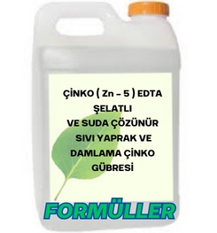 ÇİNKO ( Zn – 5 ) EDTA ŞELATLI VE SUDA ÇÖZÜNÜR SIVI YAPRAK VE DAMLAMA ÇİNKO GÜBRESİ ÜRETİM FORMÜLLERİ VE ÜRETİM YÖNTEMLERİ